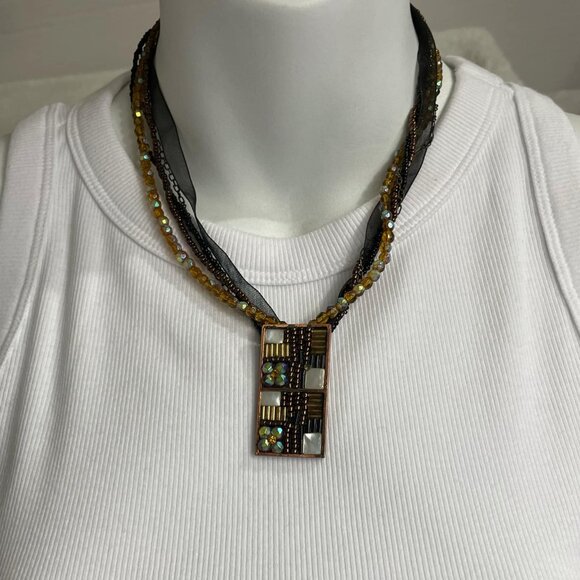 Jewelry - Artisan Designed Mosaic Style Beaded Pendant Necklace